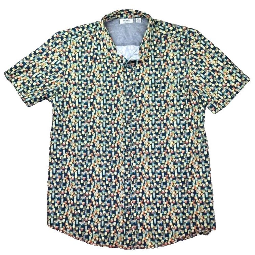 Projek Raw Cocktails Shirt Mens Large Bartender Lounge Geometric Stretch Martini